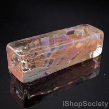 4" Golden Rectangle Tobacco Smoking Pipe Thick Collectible Glass Pipes - P708A