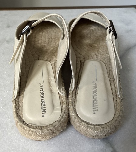 Intentionally Blank Reports Slip On Espadrille Size 36. CREAM Leather & Jute - Picture 3 of 10