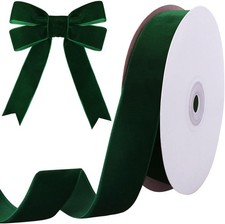 1 Inch, 10 Yards Dark Green Velvet Ribbon for Christmas Tree