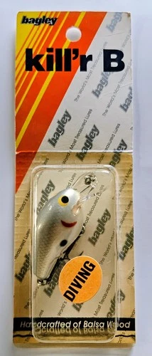 Vintage Bagley Diving Kill'R B1 Balsa Wood Crankbait Grey Shad New Discontinued 