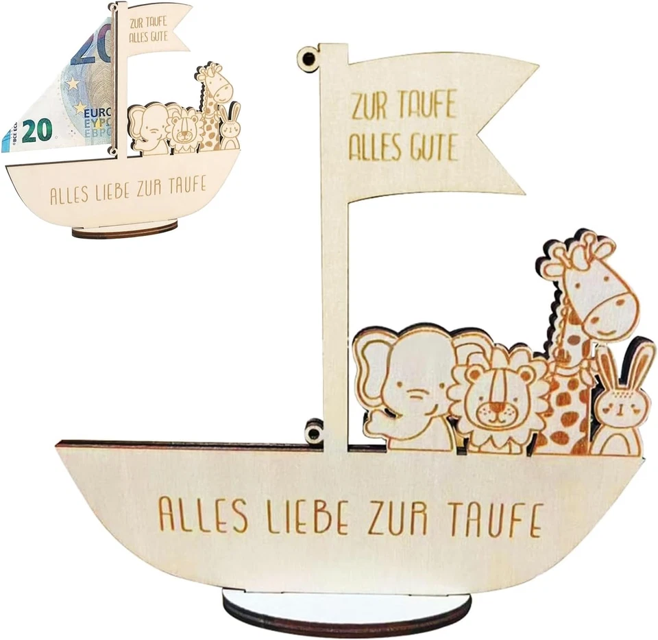 Holz Arche Geldgeschenk zur Taufe Originelles Taufgeschenk Geschenke Patenkind - Bild 2 von 4
