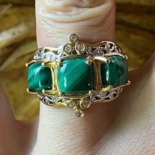 Natural Malachite Sterling Silver Ring Size 6