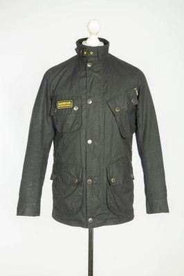Barbour International Biker Wax Cotton Black Suit Men's Jacket Coat Size S