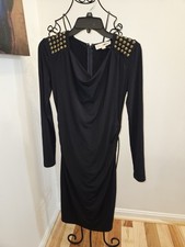 Michael Kors Long Sleeves Dress Wth Studded Shoulder Detail
