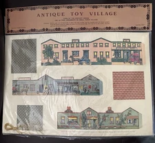 RARE Vintage Paper 12  Building Ready- Cut- Antique Toy Village set