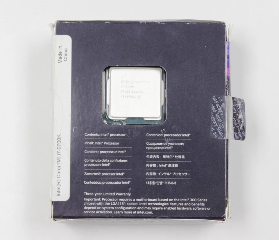 NEW Intel Core i7-9700K 9th Gen PC CPU Unlocked BX80684179700K SRG15 BOX OPENED - Image 2 of 4