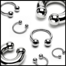 6MM - 12MM HORSESHOE RING STEEL SILVER EYEBROW NIPPLE LIP EAR TRAGUS PIERCING