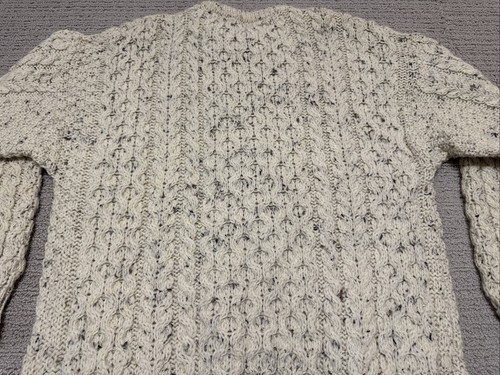 Vintage Aran County Strickpullover Creme Wolle Zopfmuster Made Ireland Damen M - Bild 9 von 12