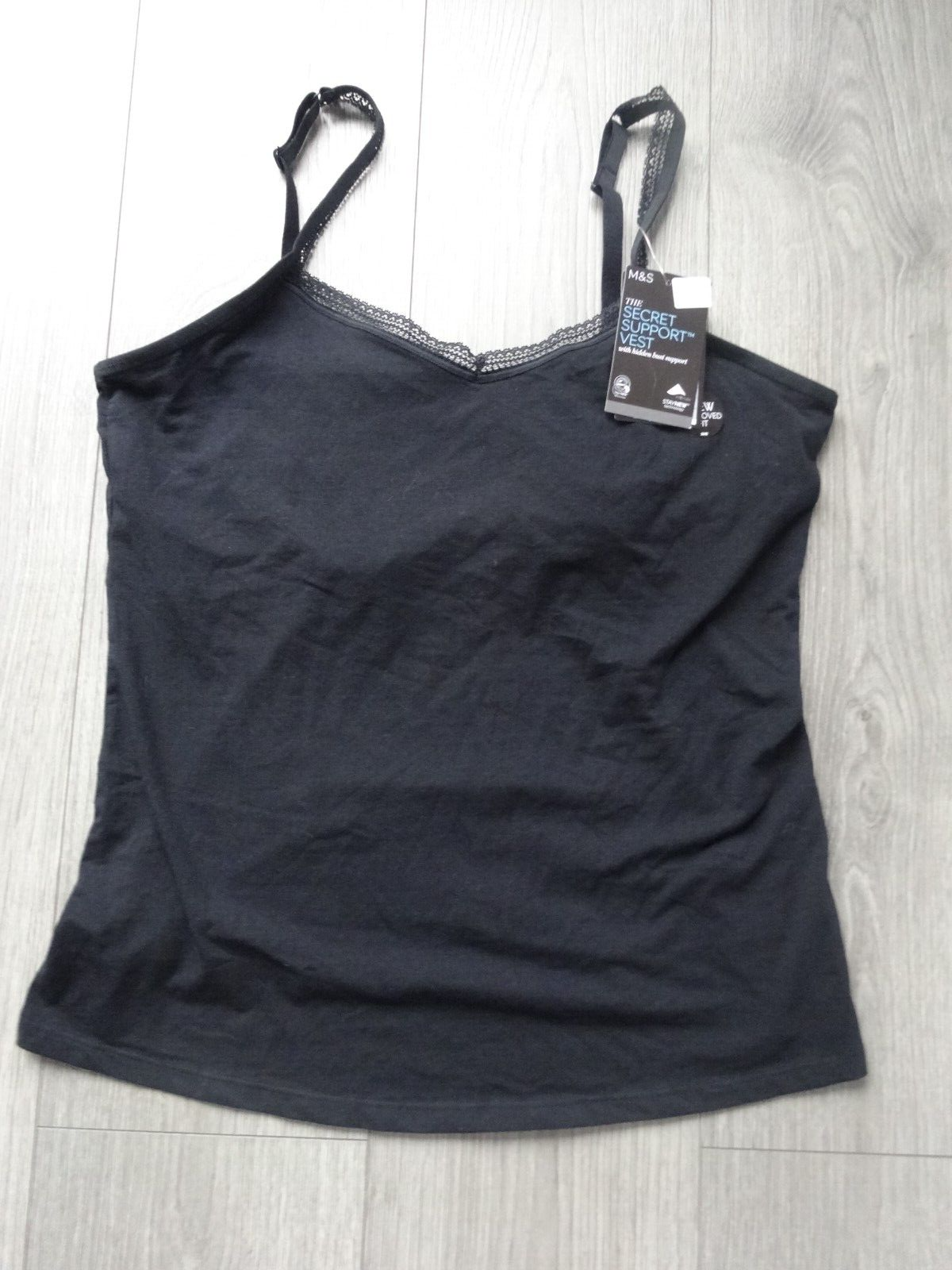 BNWT M&S MARKS & SPENCER BLACK SECRET SUPPORT VEST TOP UK SIZE 20 eBay