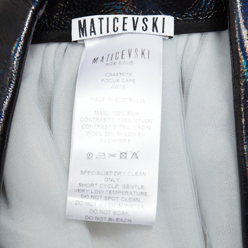 MATICEVSKI 2019 Focus white 100% silk patent collar high low cape AU8 M - Picture 8 of 9