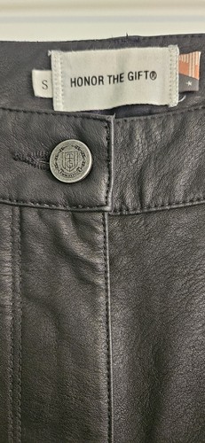 Honor the Gift Womens Faux Leather Pants Black Zip Leg Accents Pockets - Picture 4 of 8
