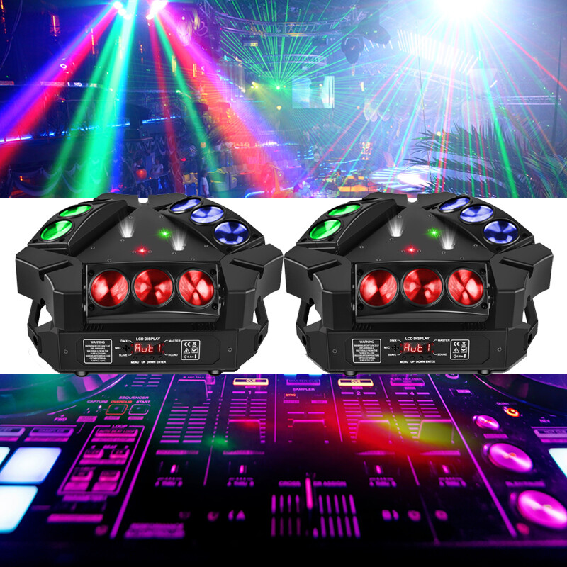 UKING Beam Spider Laser Moving Head Stage Light 9 LED RGB DMX DJ