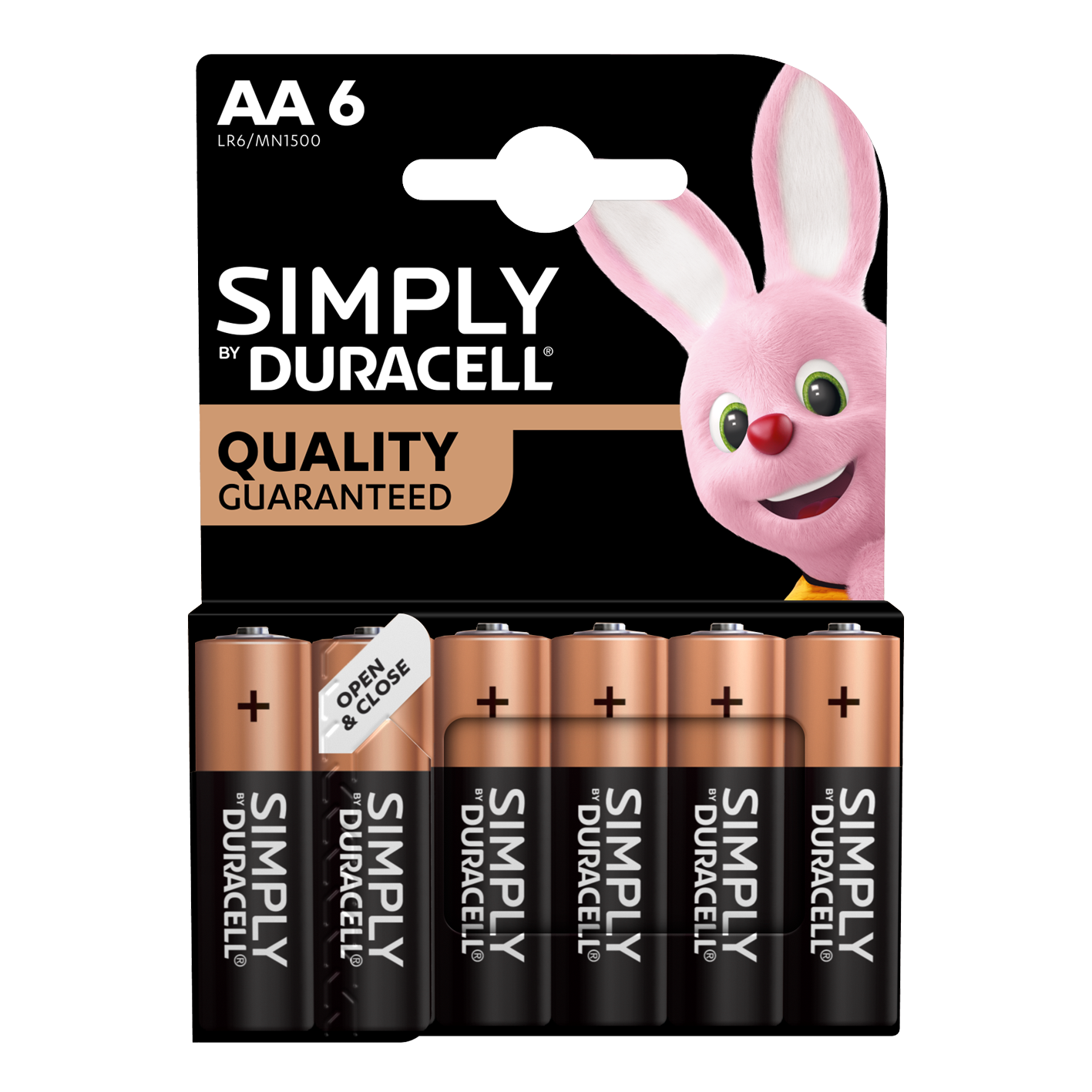 6x Duracell AA Simply Alkaline Batteries LR6 Long Lasting Power