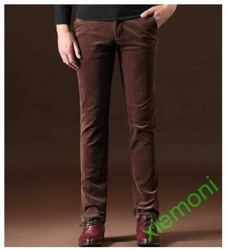 Chic Mens Velvet Pants Slim Fit Casual Corduroy Casual Dress Straight Trouser - Picture 11 of 20