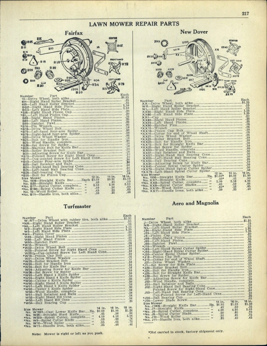 1938 PAPER AD 4 PG Lawn Mower Repair Parts Stanley Clinton Nobrako