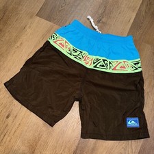 Quiksilver Swim Surf Shorts Vintage 80s 90s Trunks Color Block Nylon MENS 30