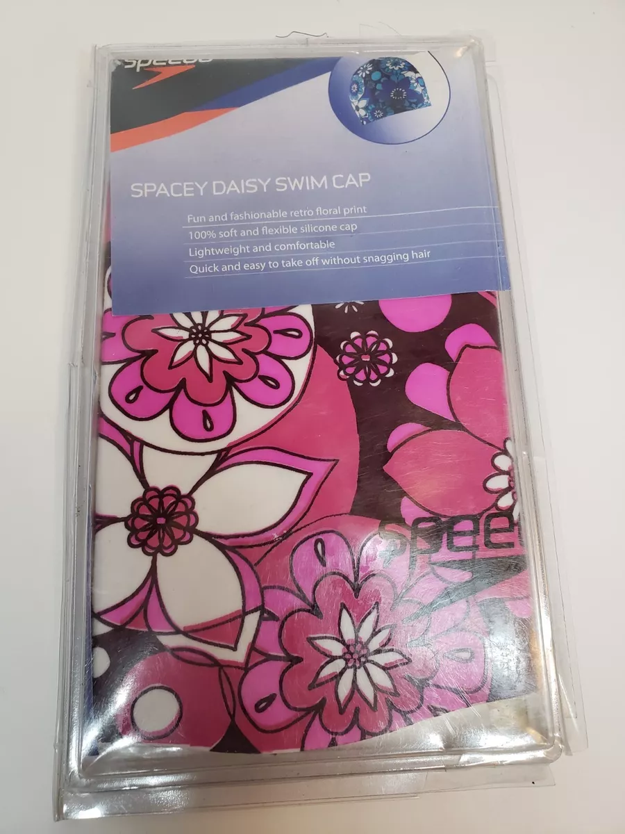 Speedo Swim Cap Spacey Daisy Pink retro floral print