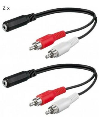 2x 0,2 m Audio Kabeladapter Cinch Y-Kabel 3,5 mm Buchse 2 x Cinch Stecker 50092