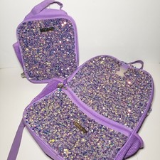 LIMITED TOO Niños Niñas Mochila Lentejuelas Púrpura con Bolsa de Almuerzo Juego de 2