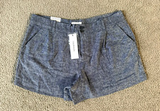 NWT Calvin Klein Women's Linen Blend Shorts - Slate Blue - Size 14