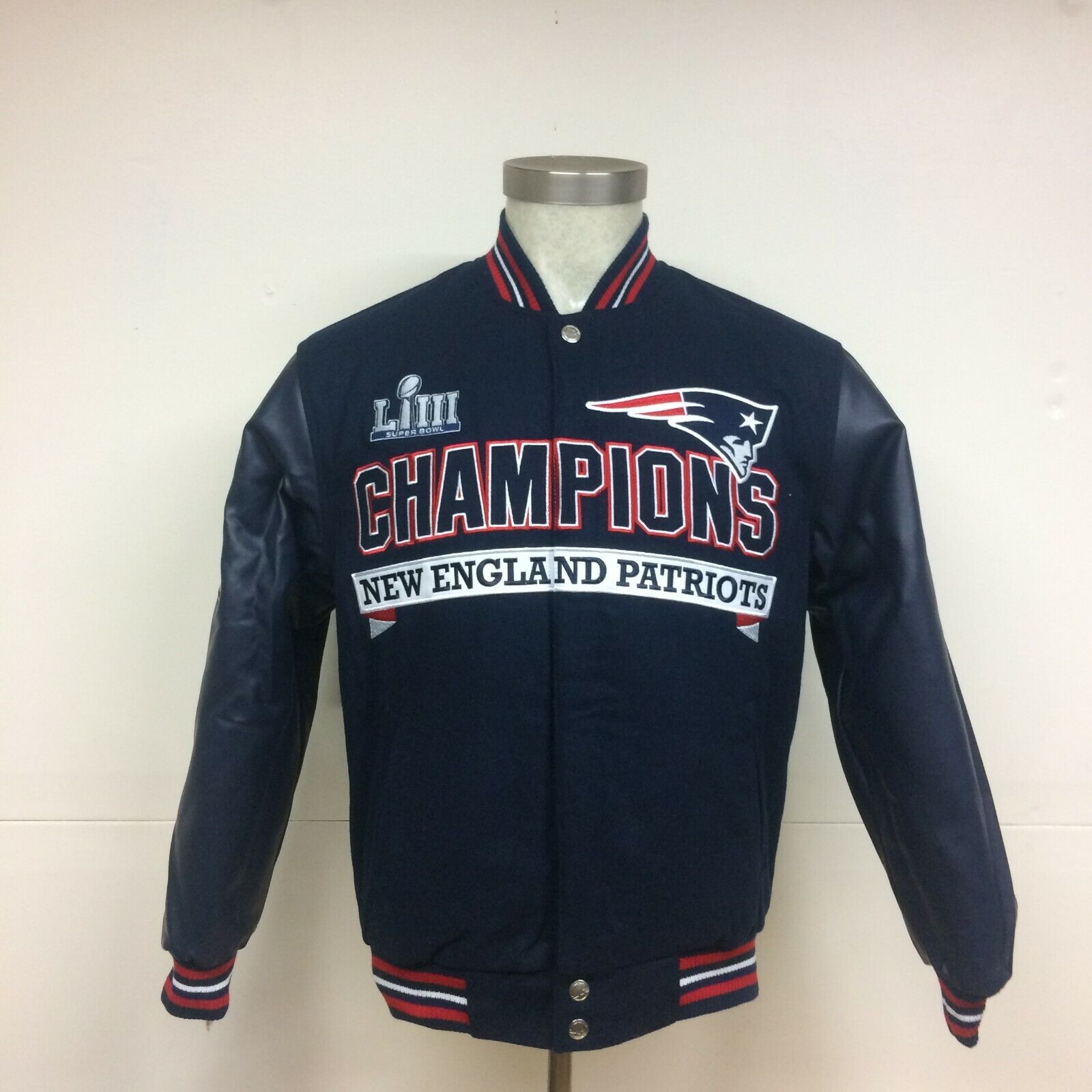 Men's JH Design Navy New England Patriots Leather Jacket