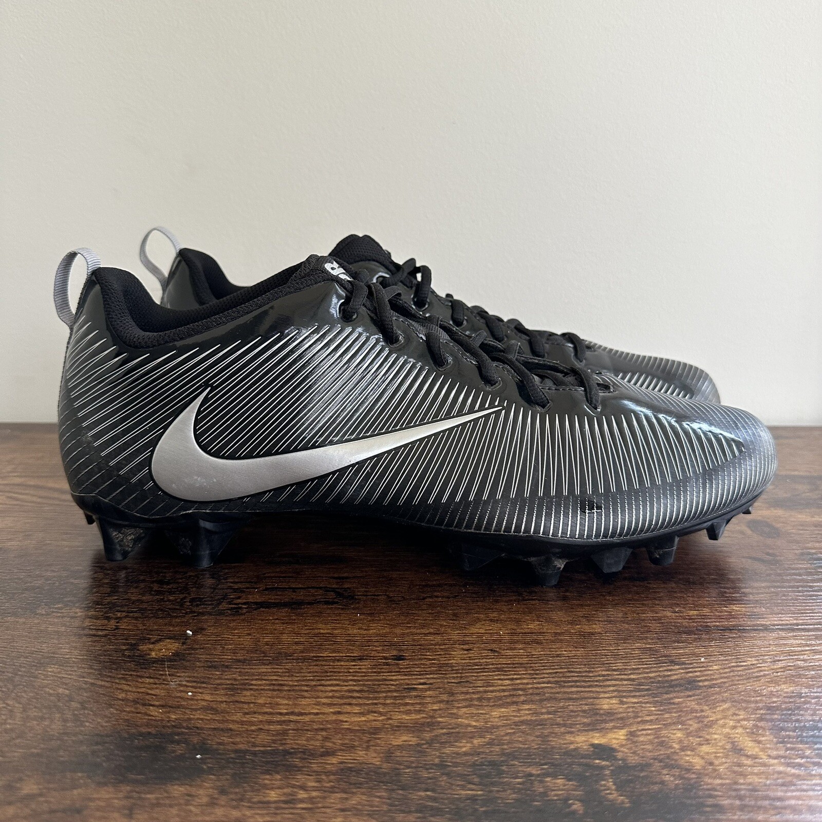 Nike Vapor Strike TD Low Football Cleats Shoes Black Silver