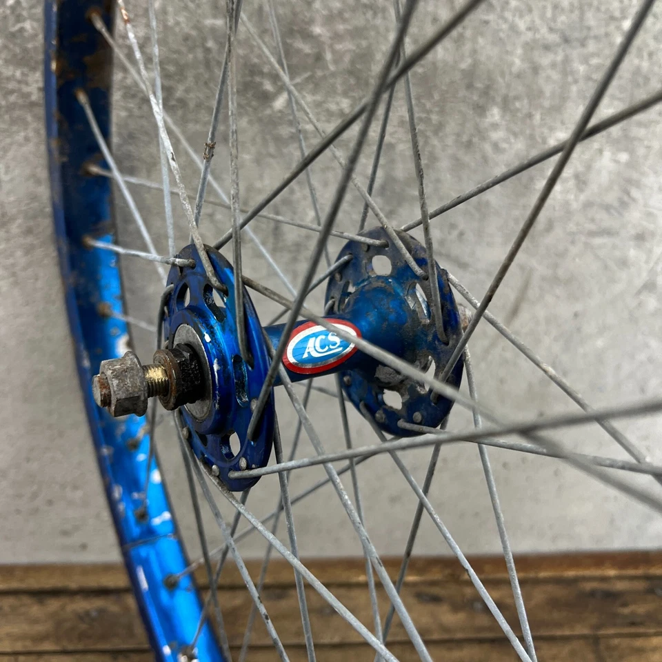 ACS BMX 24 in Front Wheel Blue Hub Old School BMX 1981 81 CMC 36 36h Cruiser VTG - Image 2 of 4