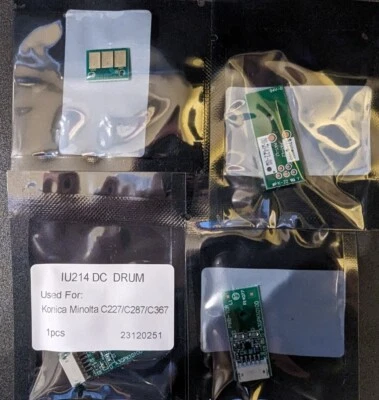 UNBRANDED//GENERIC Konica Minolta C227 C287 C367 Imaging Unit Drum Chip IU-214 A0DE0 Reset Chips
