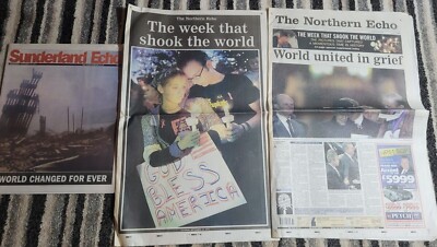 Northern Sunderland Echo Zeitungen 12. und 15. September 2001 Twin Towers 11. September 2001