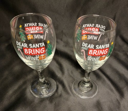 "Dear Santa Just Bring Wine" Weihnachten Urlaub Weingläser 10oz 4er Set - Bild 2 von 4