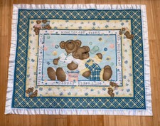 BUBBLES AND BEARS HANDMADE BABY QUILT CRIB TRADITIONAL 37X46"