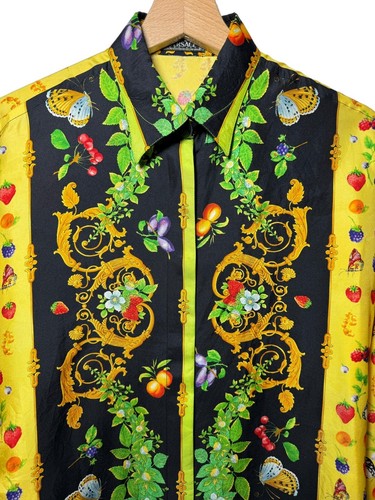 Gianni Versace Camicia In Seta Vintage Anni 90s Barocco Farfalle - Foto 2 di 8