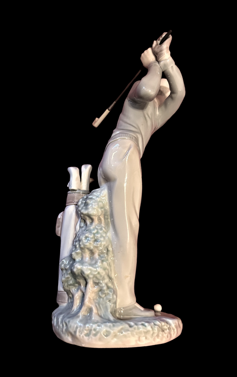 Lladro Figurine of Male Golfer Swinging Club, No Box, Glossy