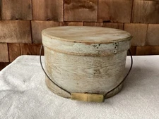 1800's Thick Walled Bale Handled Pantry Box 11 1/2" Painted Signed