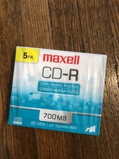 Maxell CD-R 700 Mb Recordable Cds 5-pk Slim Jewel Case 