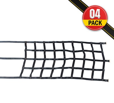 (4 Pack) Cargo Net 42'' x 82'' w/ Ratchet E Track Fittings Van Trailer