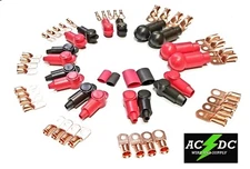  Choose Copper Lug Ring Terminals  with Boot Covers & Shrink pick gauge awg size