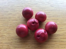 Vintage Lot Of Red Round Ball Wooden Duffle Coat Buttons, 1940s - 1980s