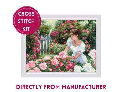 RIOLIS Gezähltes Kreuzstich-Set 2115 Im Garten - Schöne Dame & Blumen