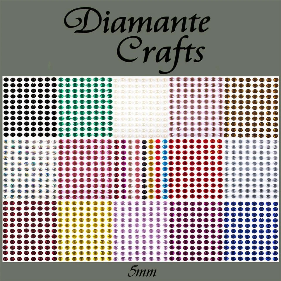 DIAMANTE CRAFTS 132 x 5mm Diamante Self Adhesive Rhinestone Body Gems Choose from 19 Colours