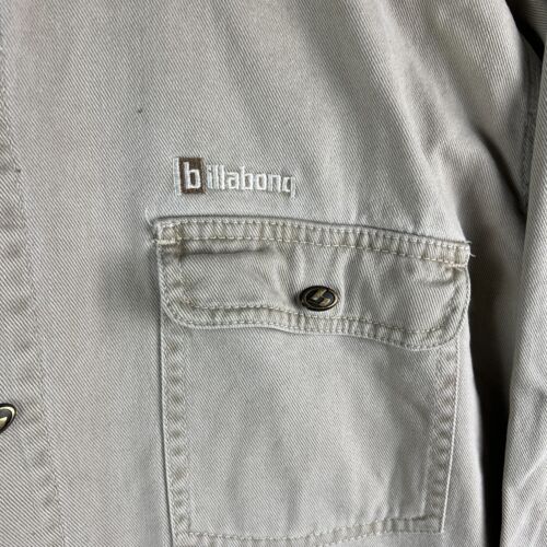 Vintage Billabong Long Sleeve Shirt Beige Mens Medium Heavy Cotton 90s Surfwear - Picture 4 of 11