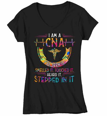 Women's V-Neck Funny CNA T Shirt CNA Shirt Seen It Smelled It