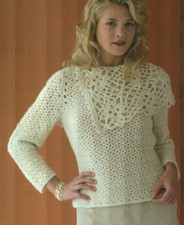 LUXURIOUS LACE COWL SWEATER 4 SIZES WOMEN'S CROCHET PATTERN INSTRUCTIONS
