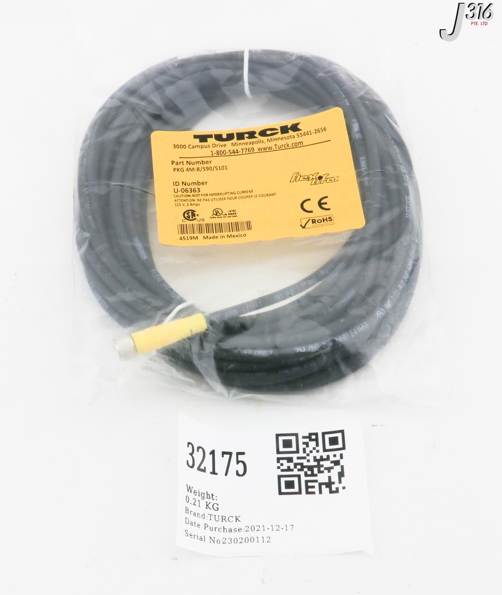 32175 TURCK SINGLE-ENDED CORDSET WITH FEMALE CONNECTOR (NEW) PKG