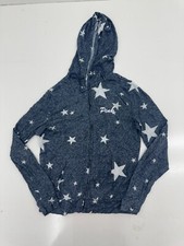 Pink Victorias Secret Dark Blue White Full Zip Jacket Womens Size XS