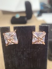 925 Rose Gold Tone Earrings 9.75mm Square