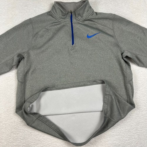Nike Pullover Mens Large Therma-Fit 1/4 Zip Gray Blue Fleece Athletic Top - Picture 6 of 10