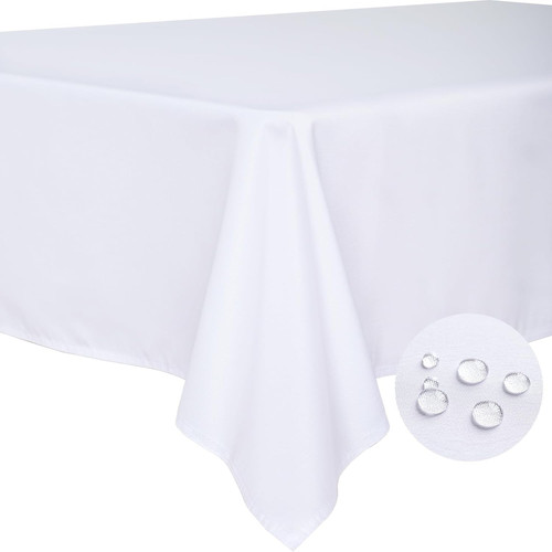 BYDOLL Table Cloth White 60X84 Inch Tablecloth for 6 Foot Rectangle Tables Outdo