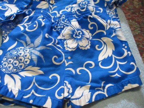 Vintage Hookano Shorts Set - Made in Hawaii - Blue White Floral - Size 4 - Picture 3 of 7