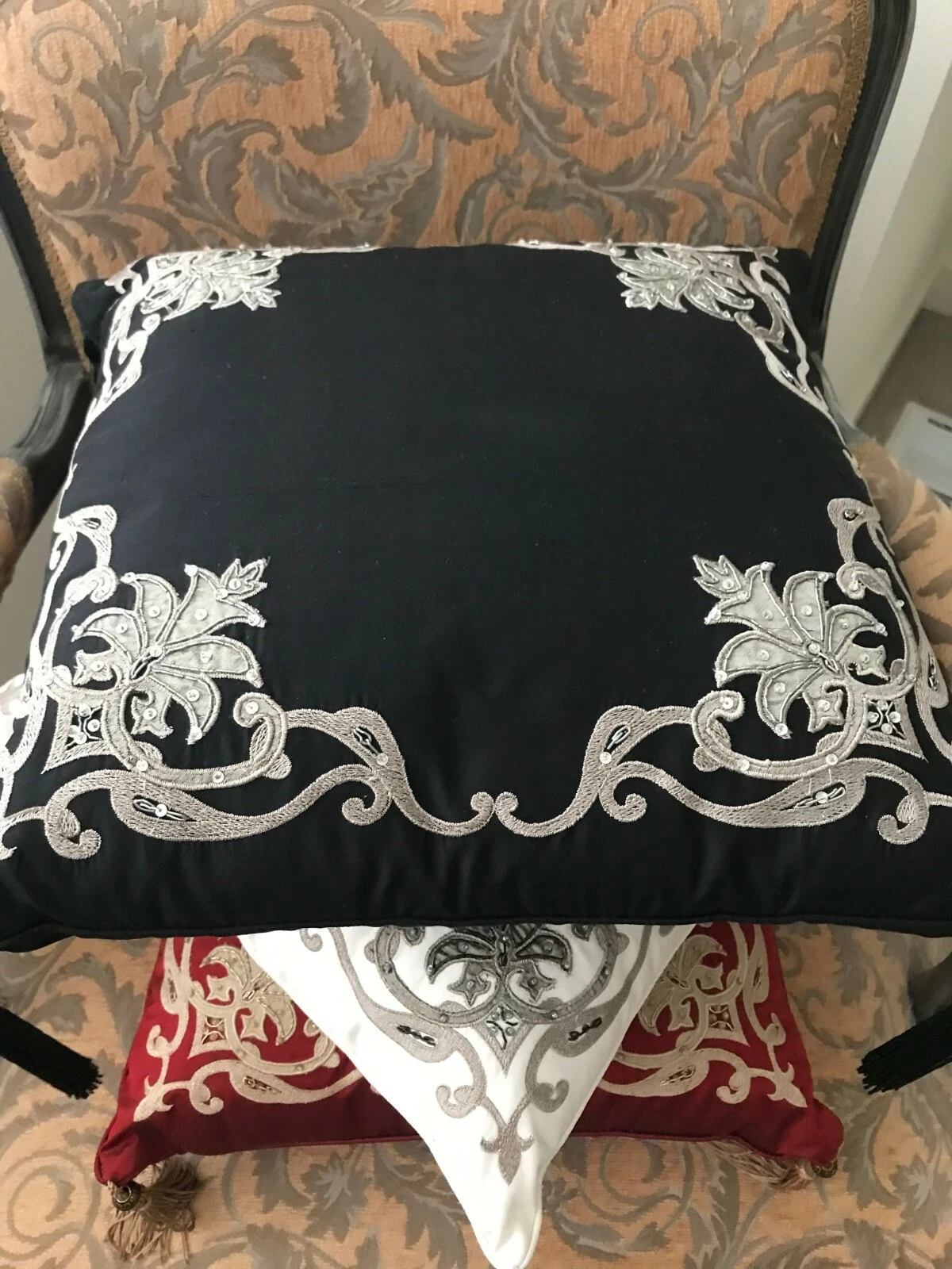 Throw Pillow Set of 3 Size 16 x 16 Including Pillow Cases and Inserts